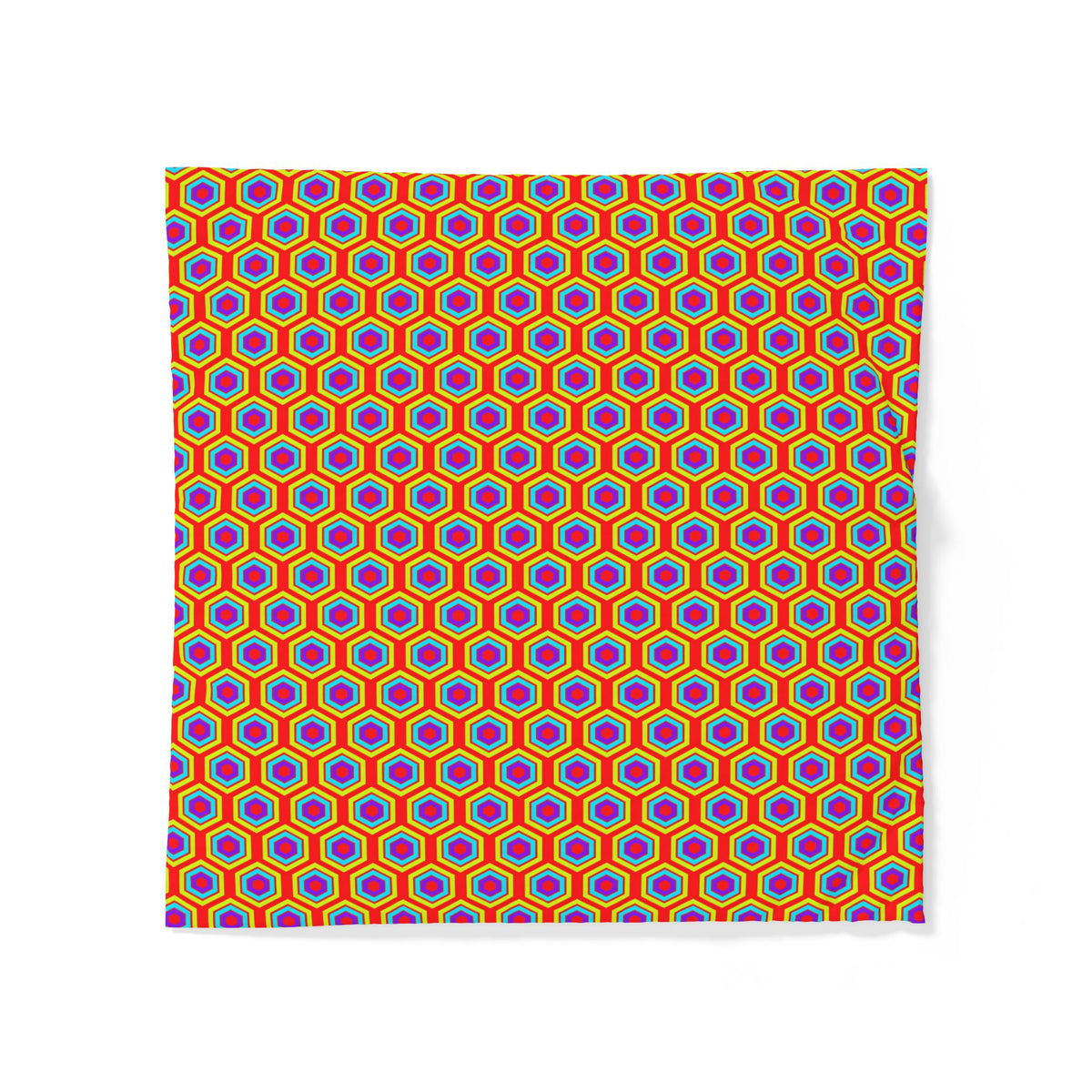 Concentric Hexagon Ripple Cotton Duvet Cover – Op-Art Hexagons Pattern