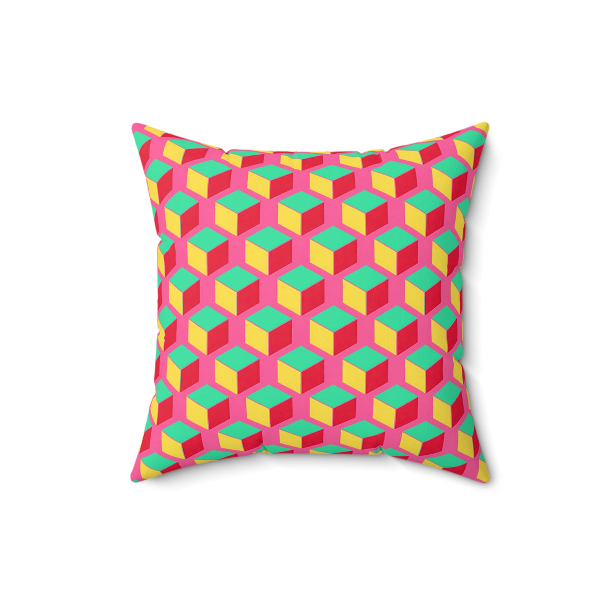 Giant Faceted Cubes II Faux Suede Cushion – Candy Christmas