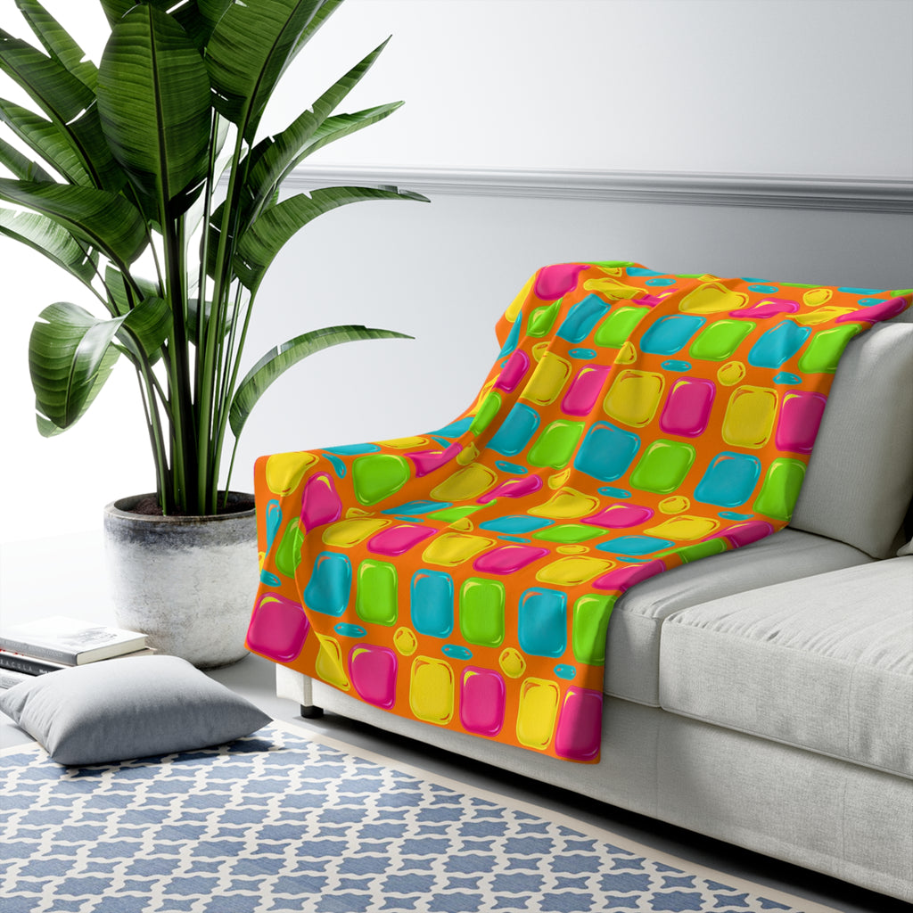 Giant Puffy Glass Cushions Sherpa Fleece Blanket – Hot Citrus Festive
