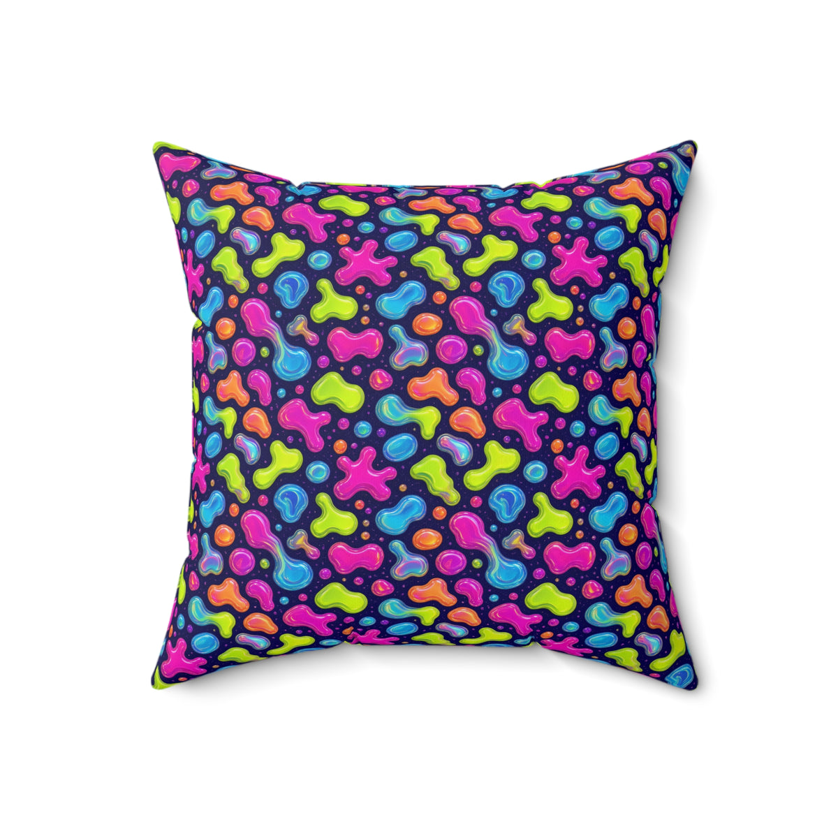 Jelly Blob Pop Faux Suede Cushion – Holographic-Look Fluid Art Pattern