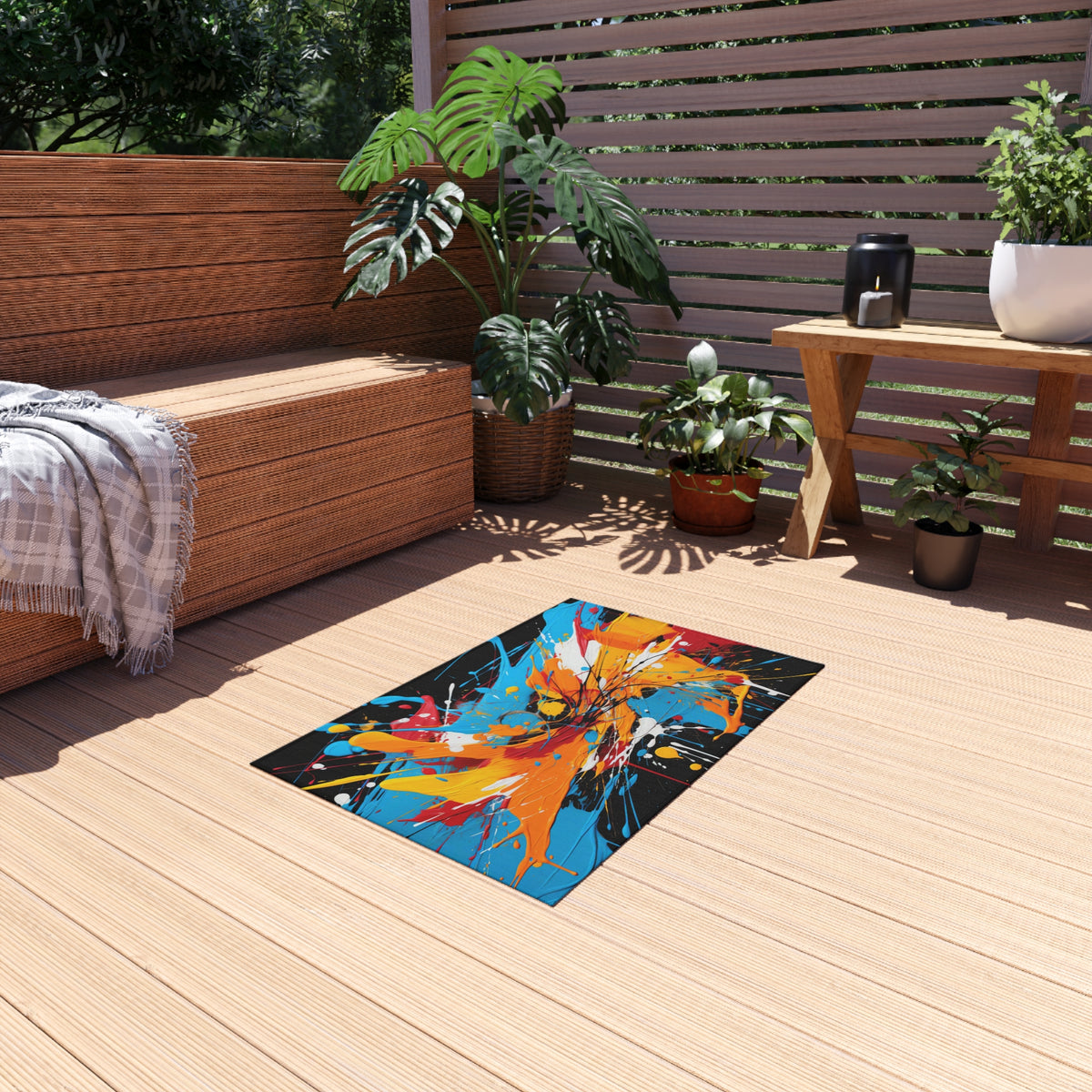 Electric Paint Splash Outdoor Rug – Bold Abstract Art