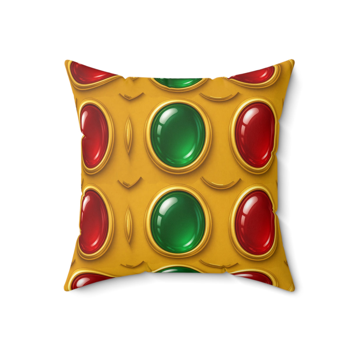 Grand Gold Cabochon Frames II Faux Suede Cushion – Cabochon Geometric Pattern
