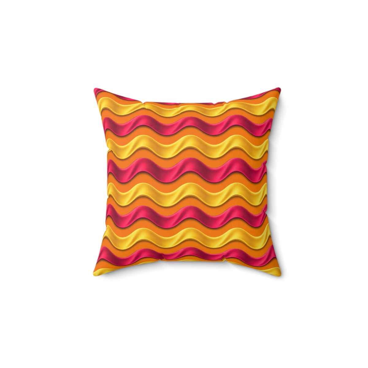 Satin Wave Bands Faux Suede Cushion – Cranberry Spice