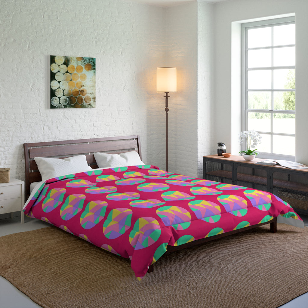Broken Circle Planes Comforter – Candy Pop on Raspberry