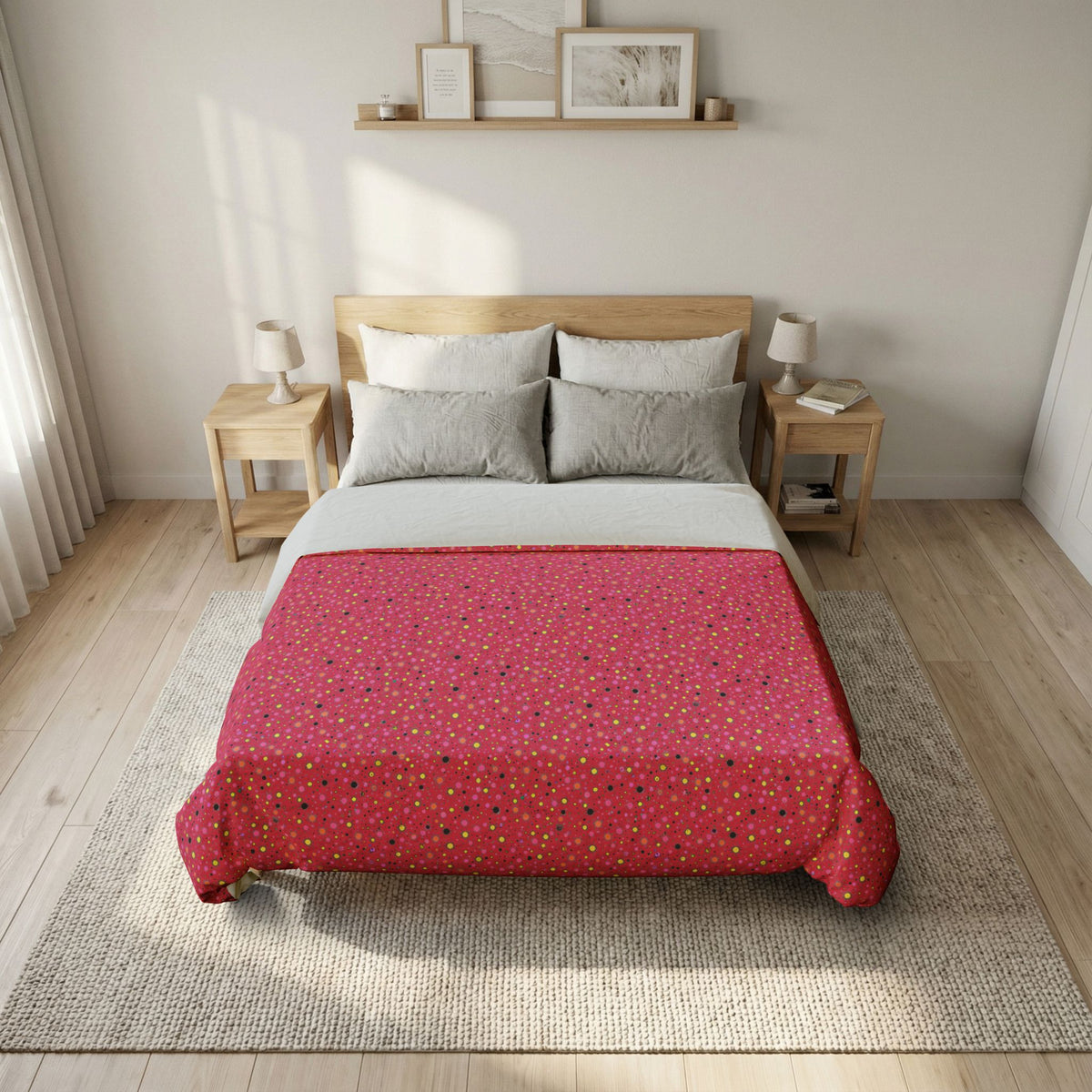 Confetti Spatter Cotton Duvet Cover – Candy Pop on Raspberry