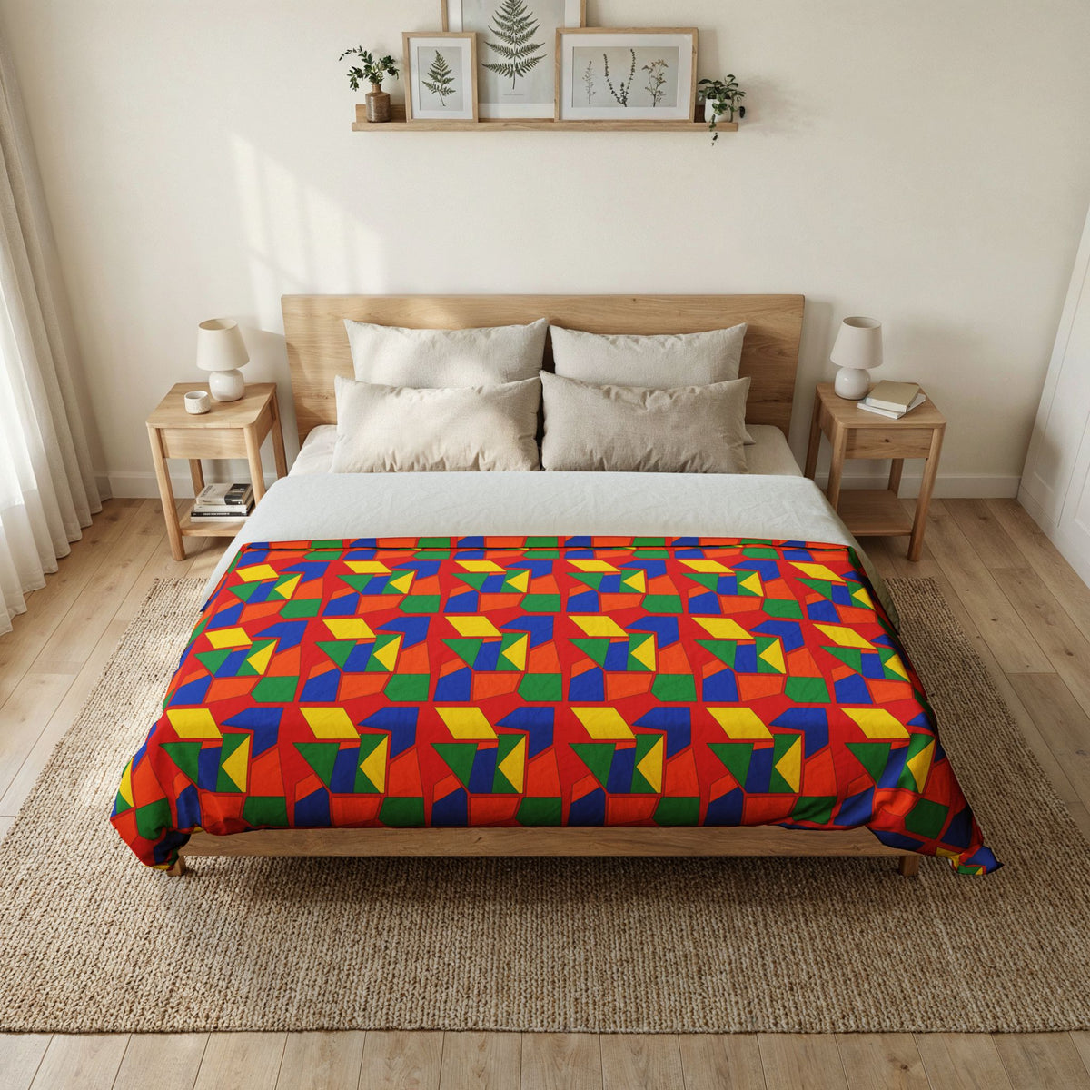 Cubist Block Quilt Cotton Duvet Cover – Cubist Geometric Pattern