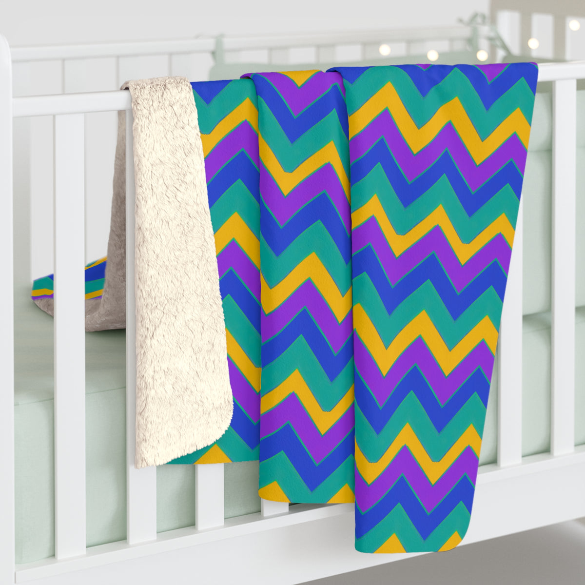 Jewel Chevron Bands Sherpa Fleece Blanket – Peacock Jewel