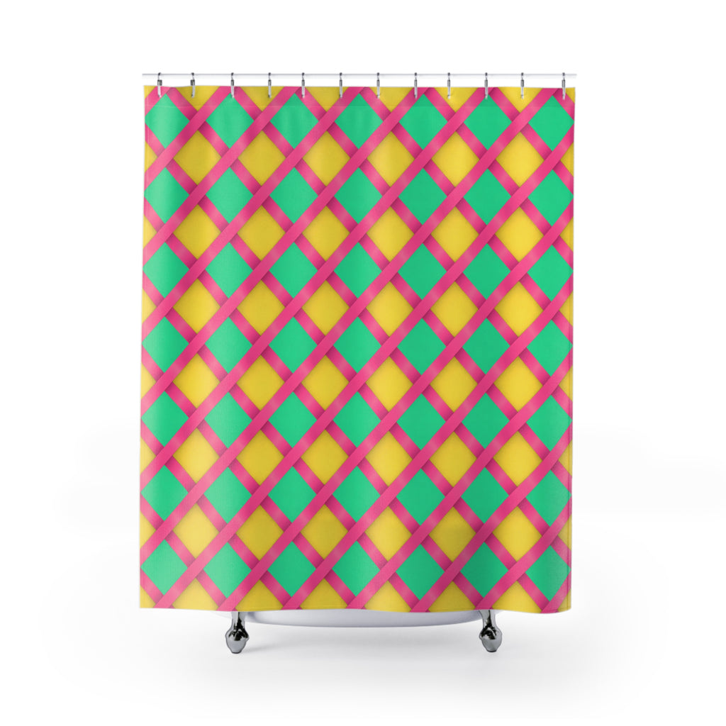 Broad Gold Diamond Trellis Shower Curtain – Candy Christmas