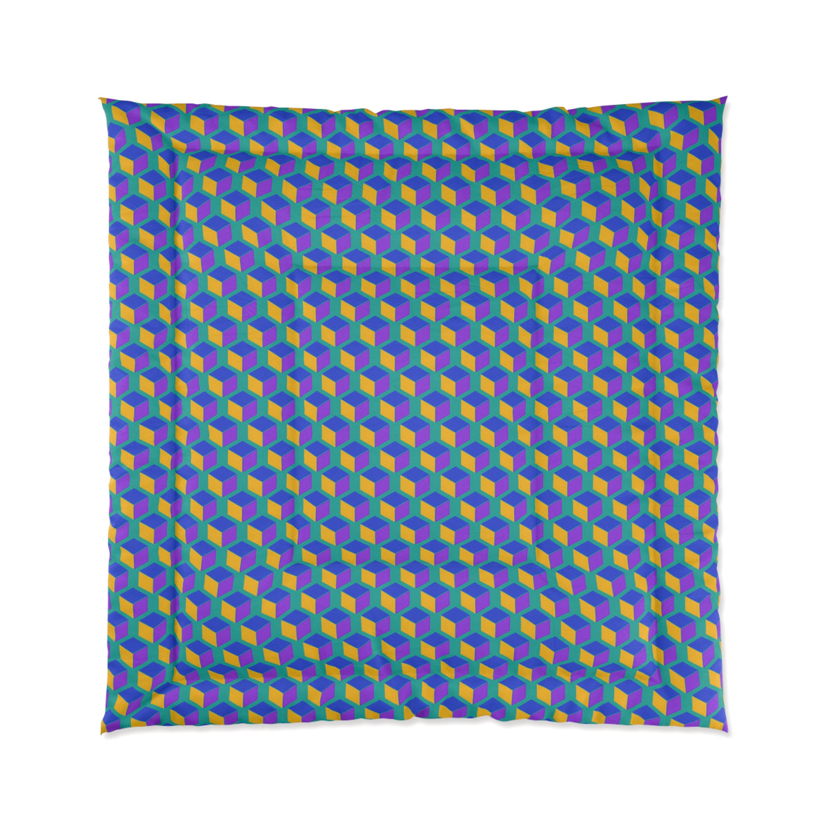 Giant Faceted Cubes II Comforter – Peacock Jewel