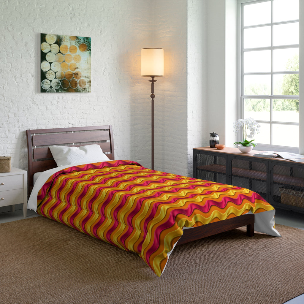 Satin Wave Bands Comforter – Cranberry Spice