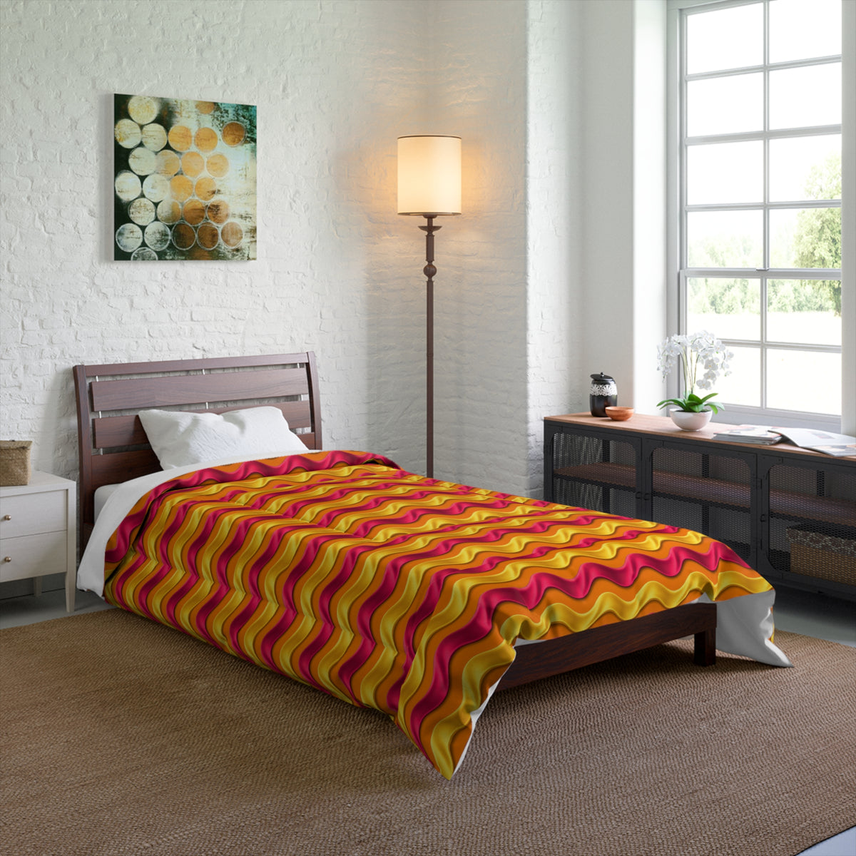 Satin Wave Bands Comforter – Cranberry Spice