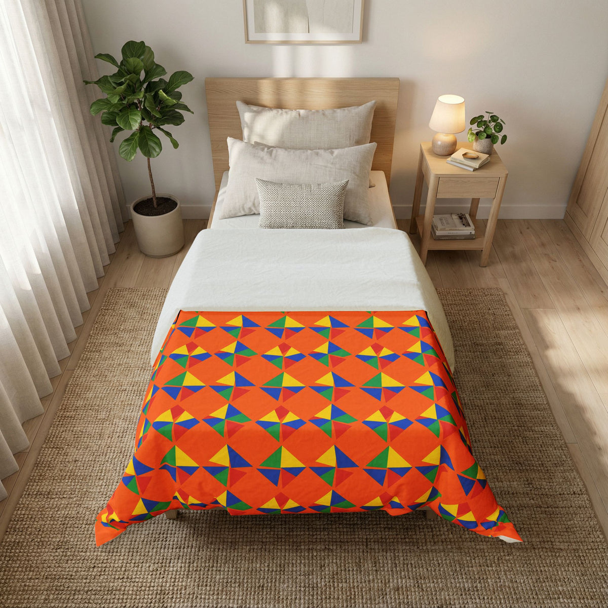Stacked Cubist Prisms Cotton Duvet Cover – Cubist Geometric Pattern
