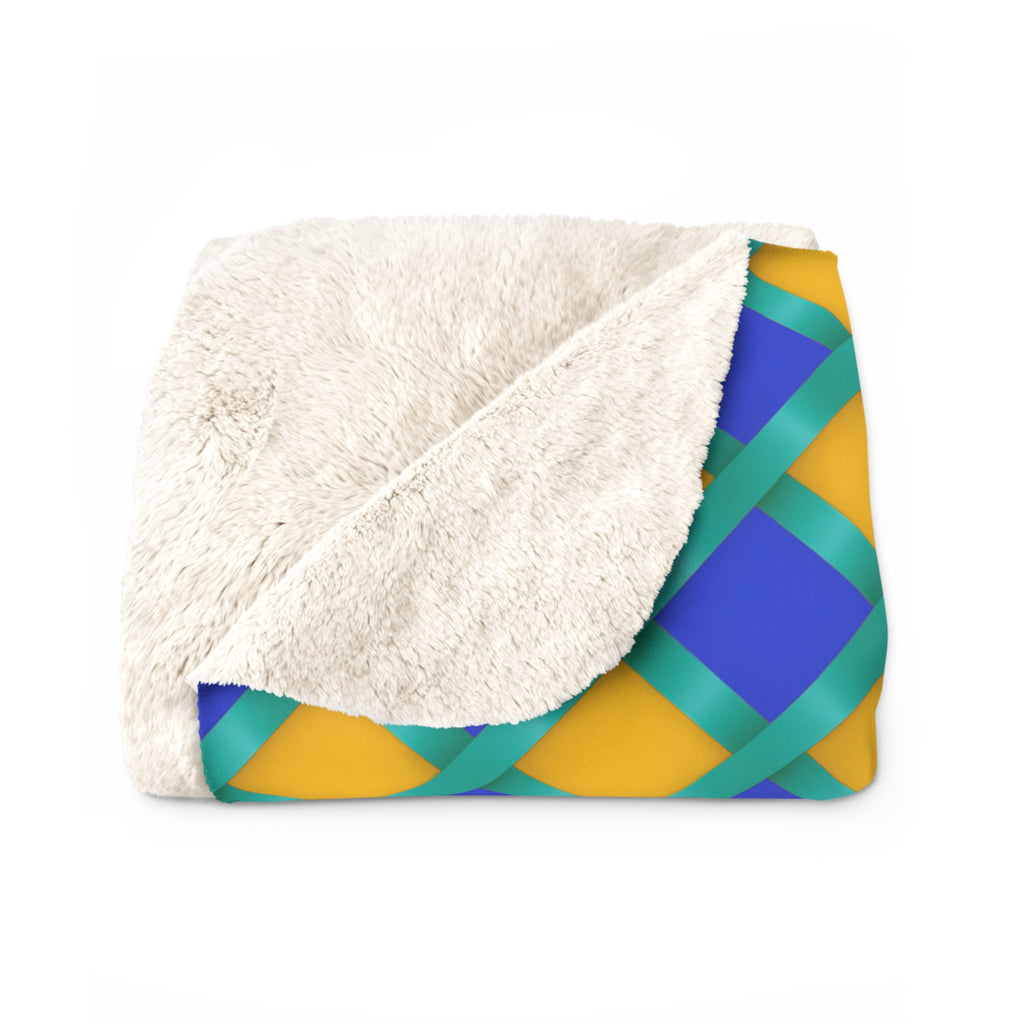 Broad Gold Diamond Trellis Sherpa Fleece Blanket – Peacock Jewel