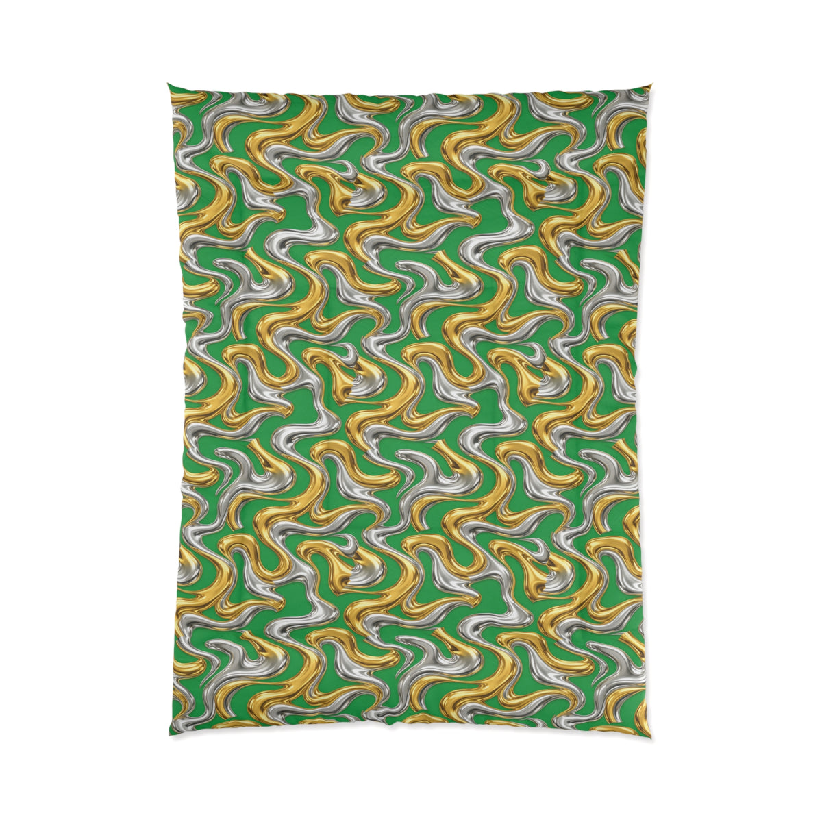 Broad Melting Gold Ribbons Comforter – Liquid Chrome Pattern