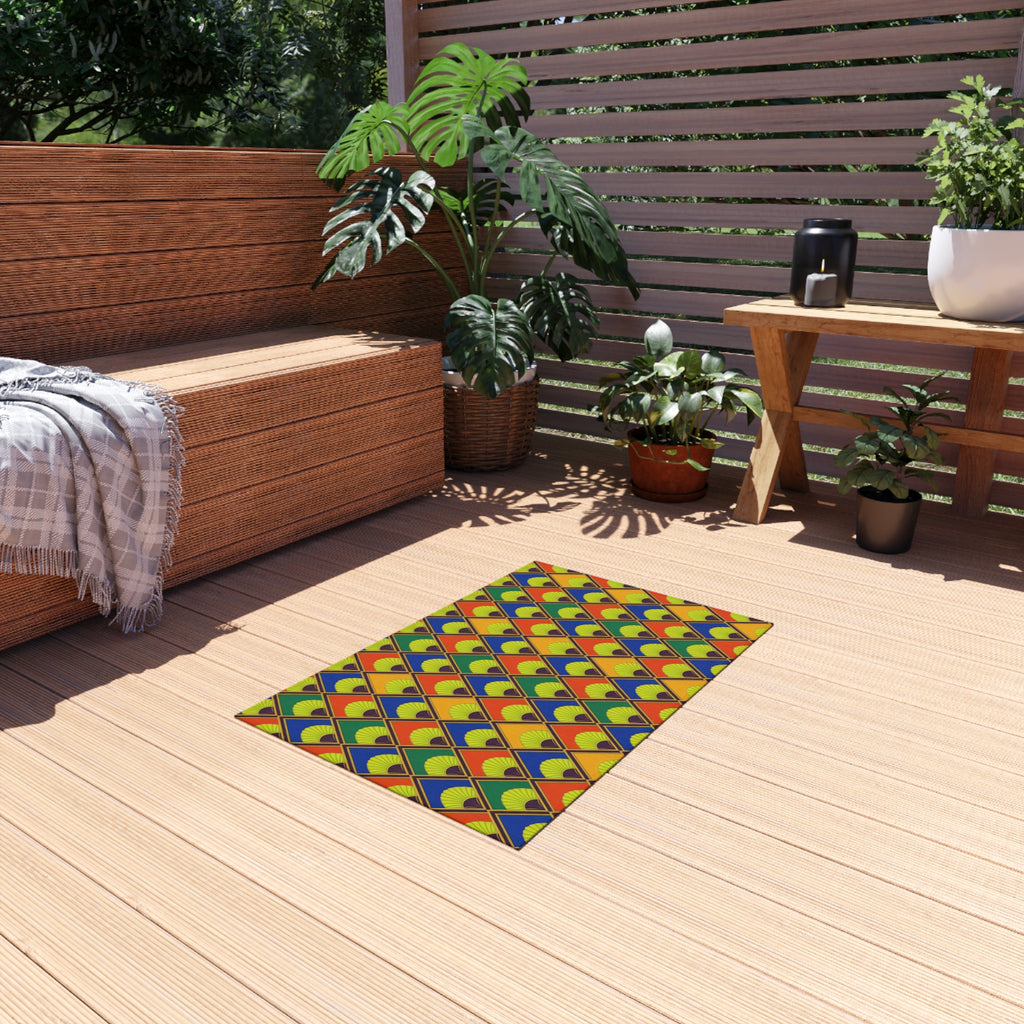 Fanfare Harlequin Outdoor Rug – Art Deco Geometric Pattern