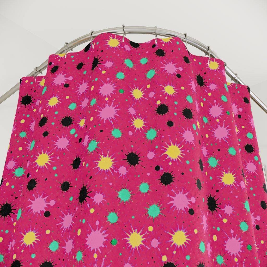 Splat Storm Shower Curtain – Candy Pop on Raspberry