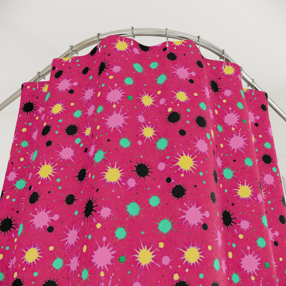 Splat Storm Shower Curtain – Candy Pop on Raspberry