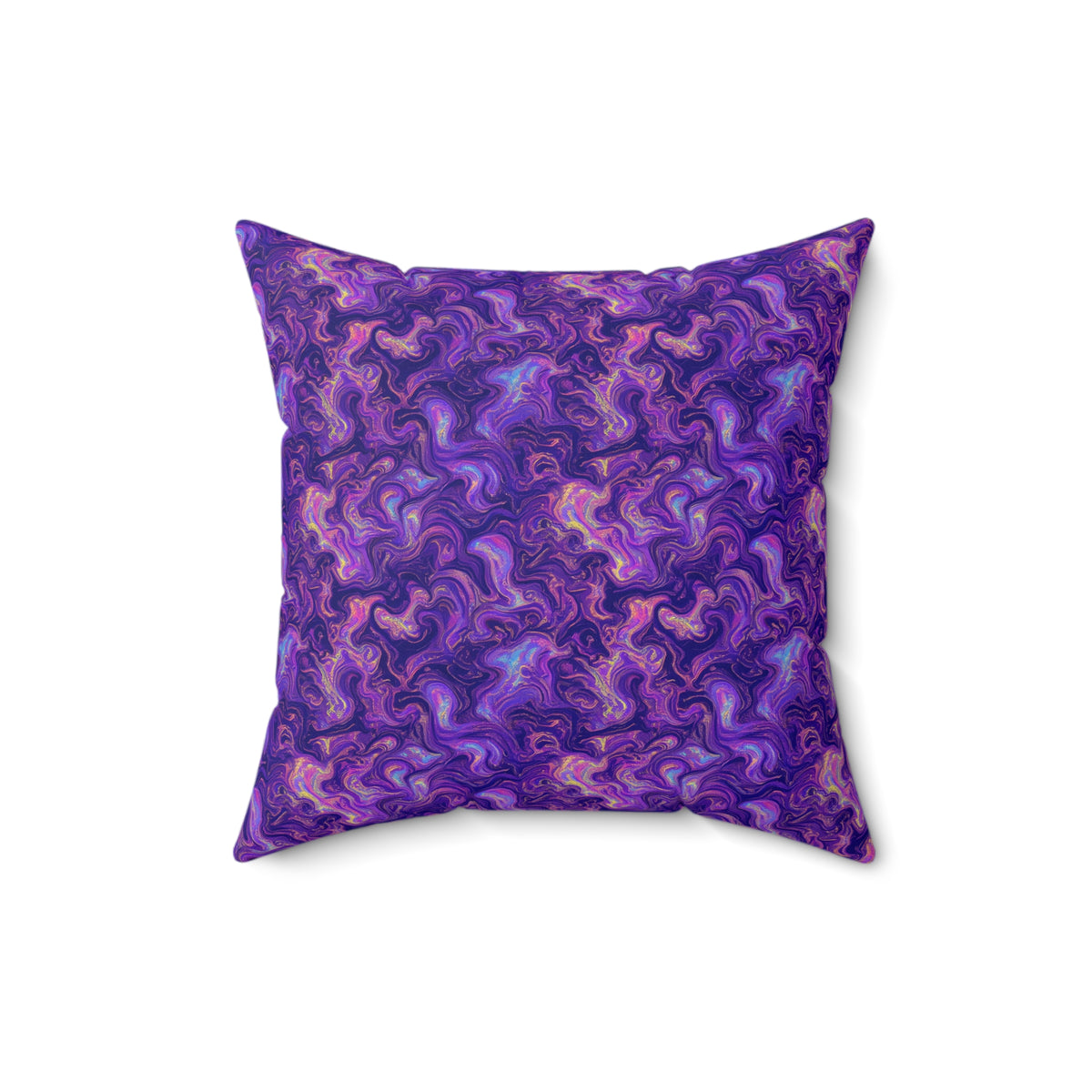 Ultraviolet Marble Swirl Faux Suede Cushion – Psychedelic Marbling Pattern