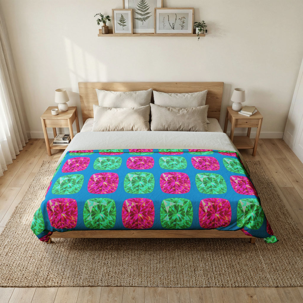Giant Cut Gem Grid Cotton Duvet Cover – Ice Jewel