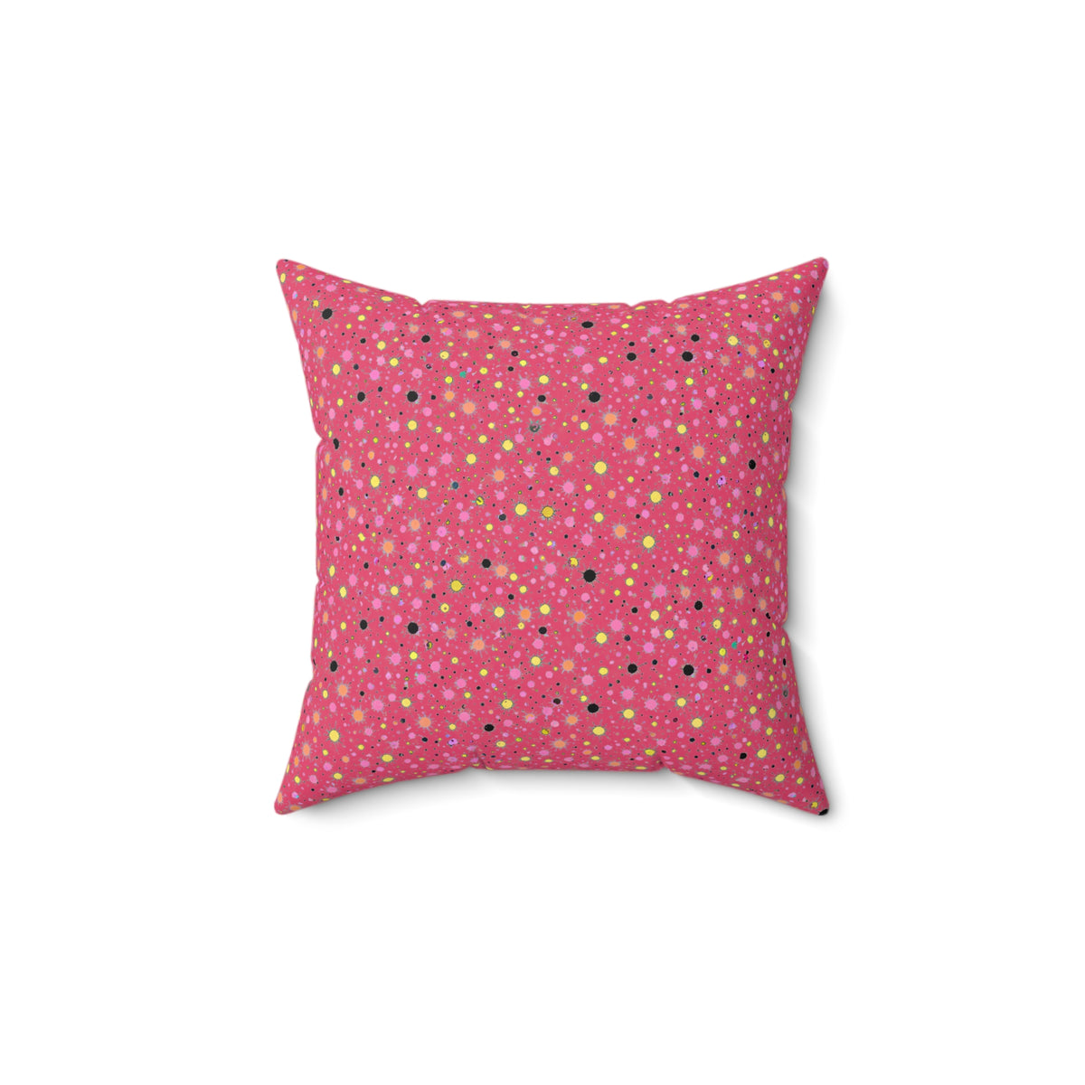 Confetti Spatter Faux Suede Cushion – Candy Pop on Raspberry
