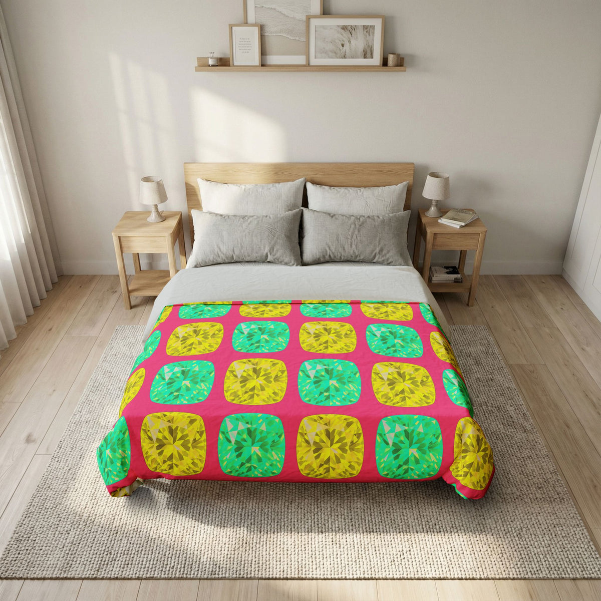 Giant Cut Gem Grid Cotton Duvet Cover – Candy Christmas