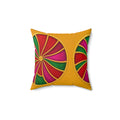 Grand Kaleido Jewel Wheels Faux Suede Cushion – Kaleidoscopic Medallion Pattern