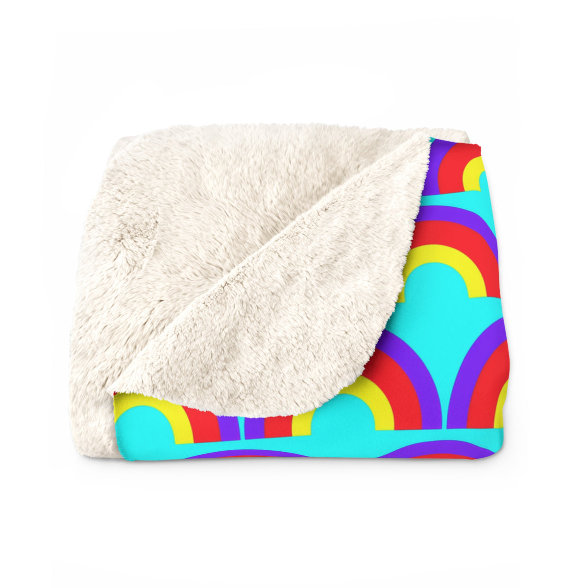 Chromatic Scallop Ripple Sherpa Fleece Blanket – Op-Art Scallops Pattern