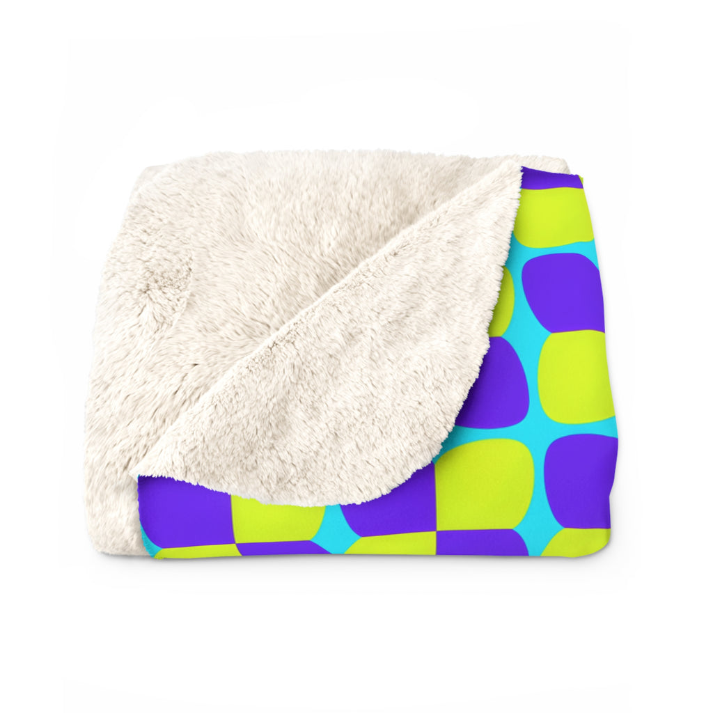 Bold Bulge Checker Sherpa Fleece Blanket – Op-Art Checker Pattern