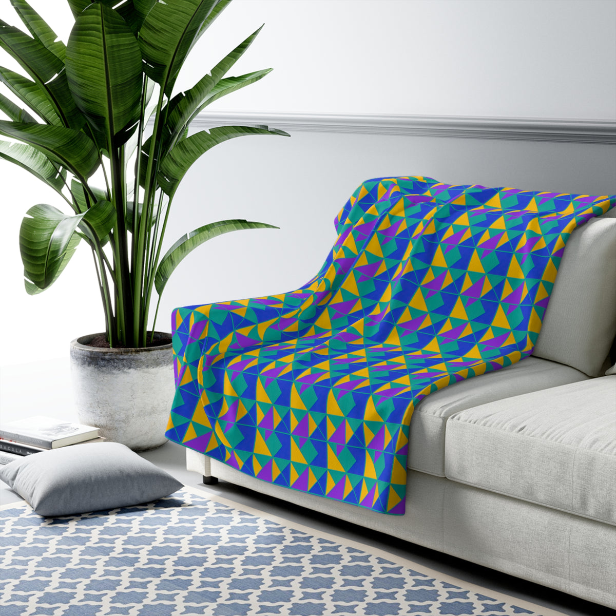 Jewel Block Quilt Sherpa Fleece Blanket – Peacock Jewel