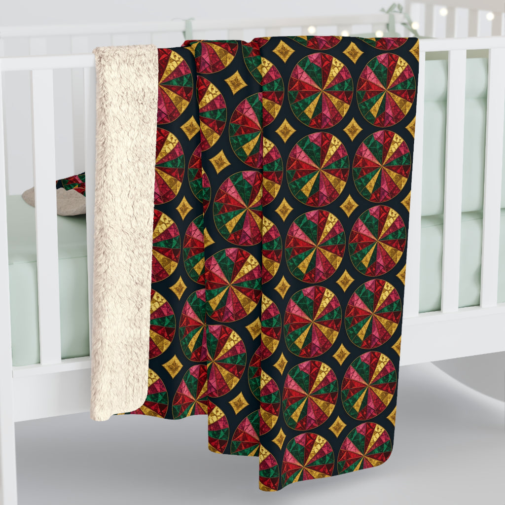 Kaleido Jewel Wheels Sherpa Fleece Blanket – Kaleidoscopic Pattern