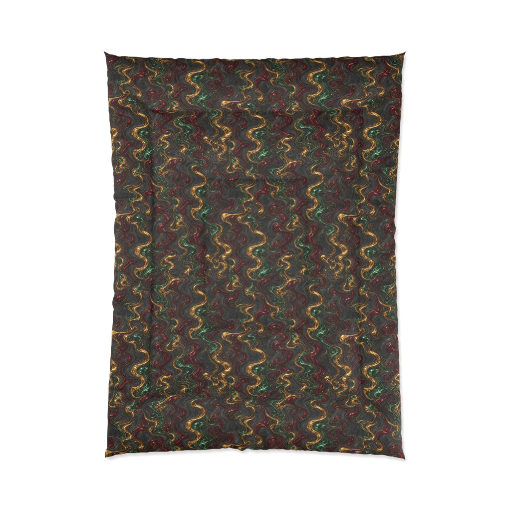 Jewel Metal Swirl Comforter – Iridescent Fluid Pattern