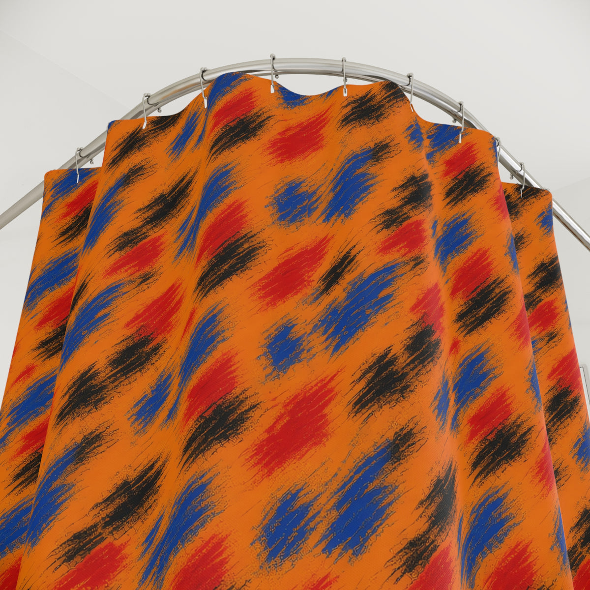 Dry-Brush Drags Shower Curtain – Expressionist Brushstroke Abstract Pattern