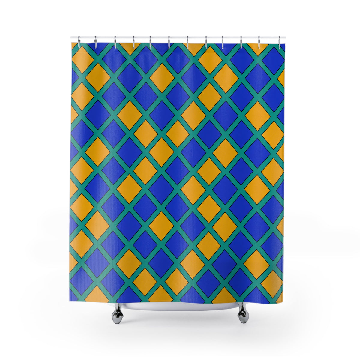 Harlequin Gold Grid Shower Curtain – Peacock Jewel