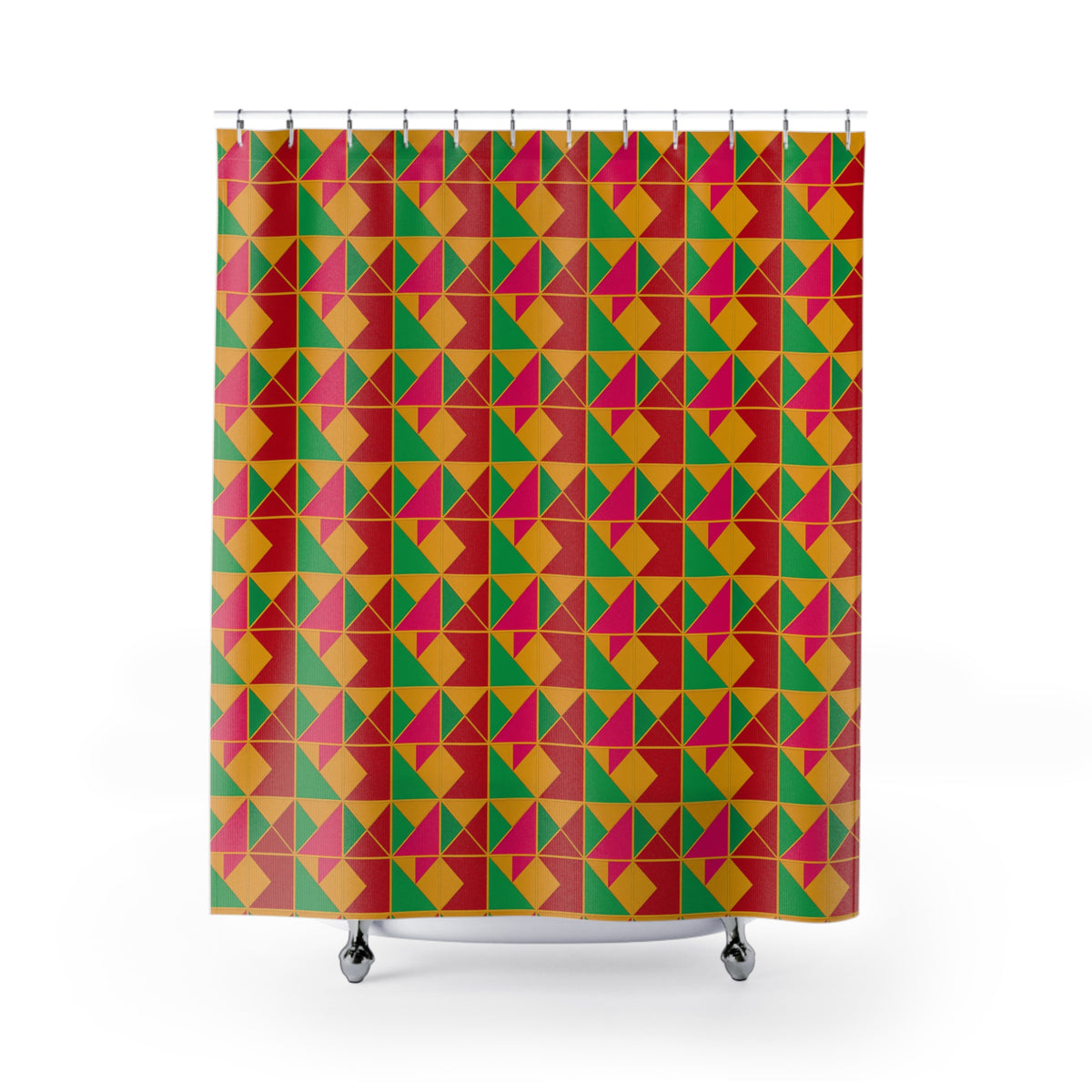 Jewel Block Quilt Shower Curtain – Geometric Blocks Pattern