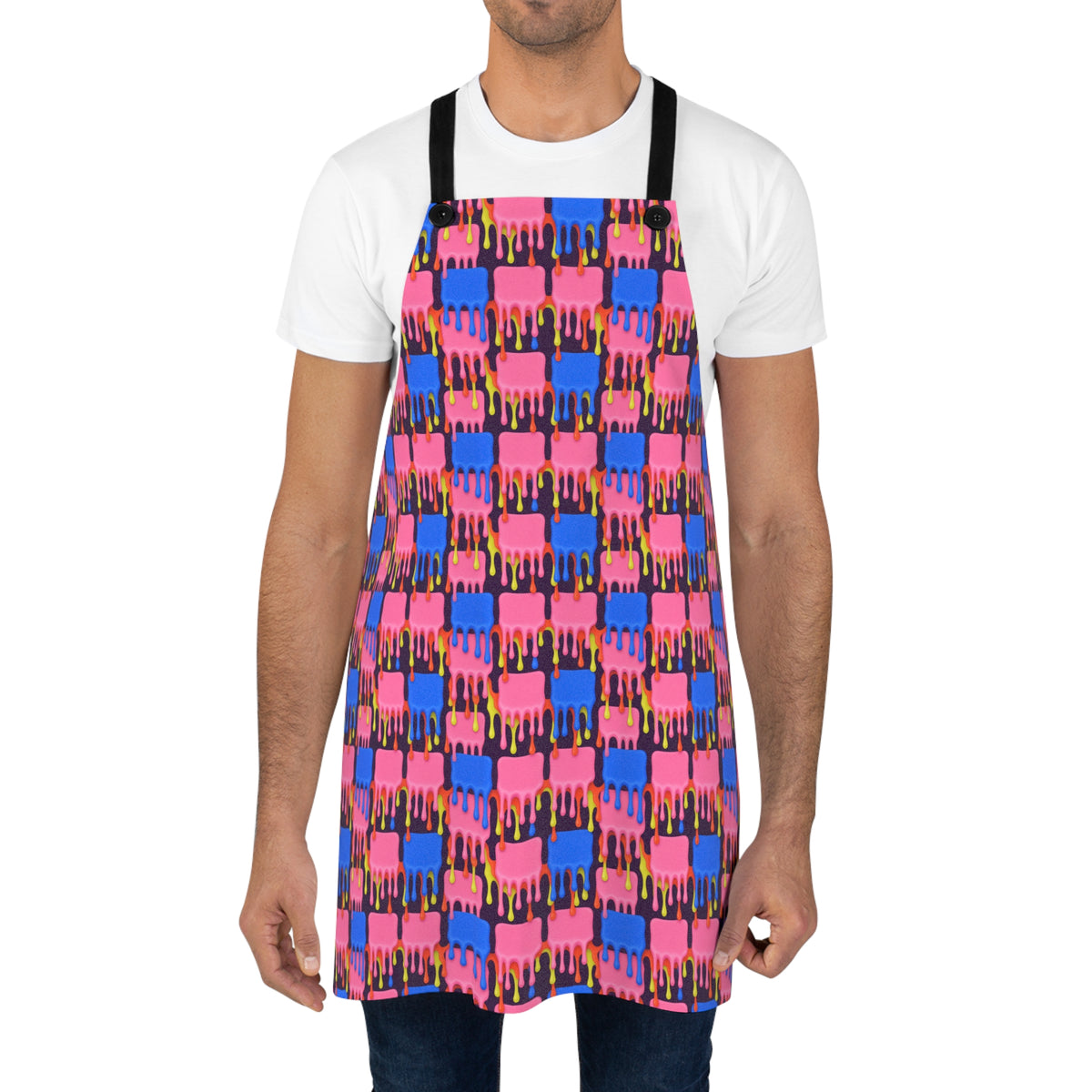 Melting Checkerboard Apron – Psychedelic Op-Art Pattern