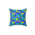 Split Square Fiesta Faux Suede Cushion – Peacock Jewel