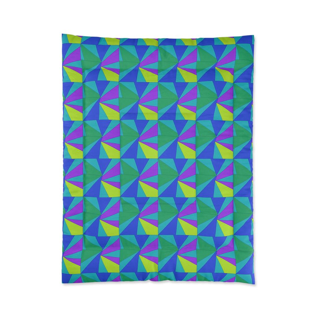 Cubist Sunburst Blocks Comforter – Peacock Jewel