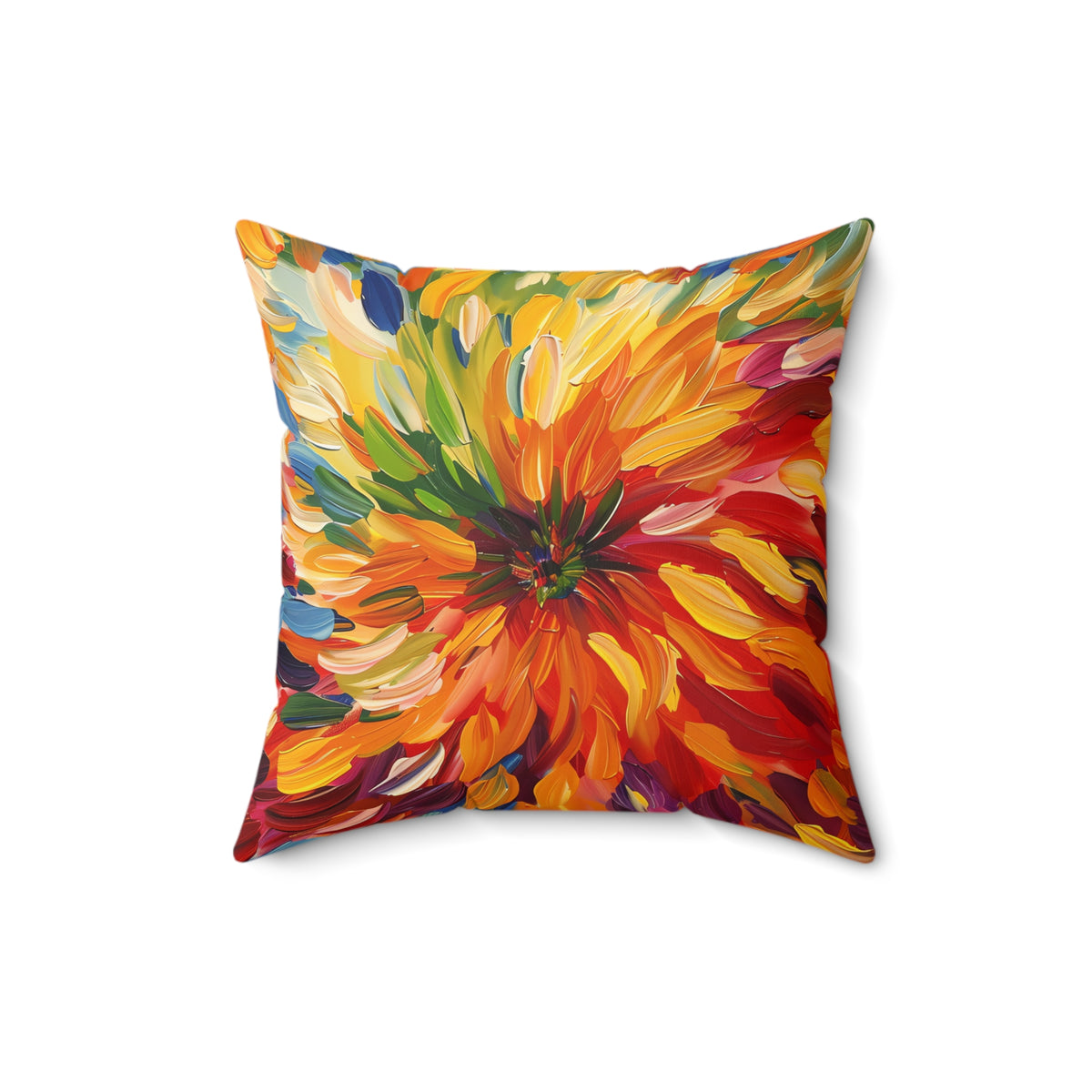 Radiant Feather Burst Faux Suede Cushion – Radial Abstract Art