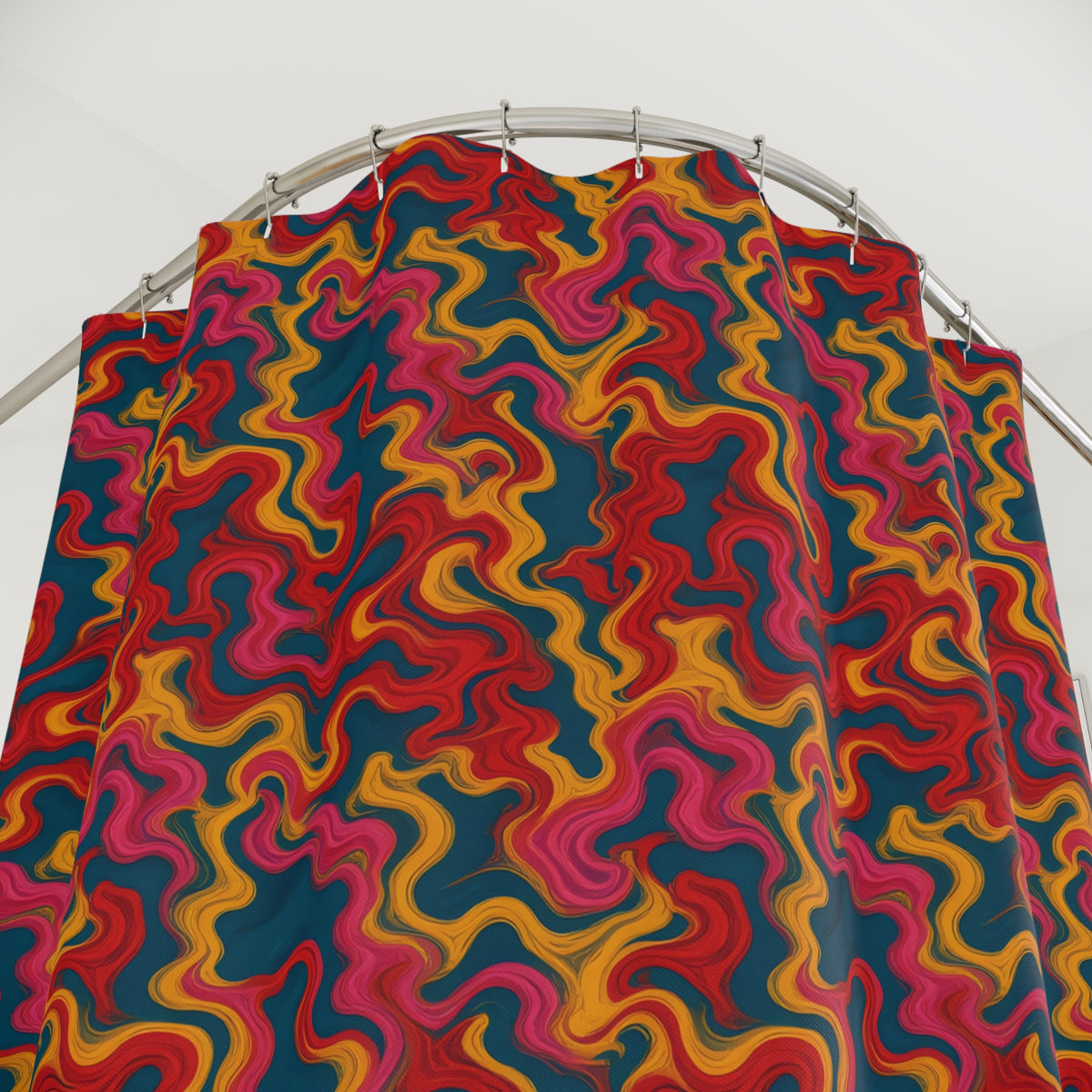 Ripple Thread Drift Shower Curtain – Suminagashi Pattern