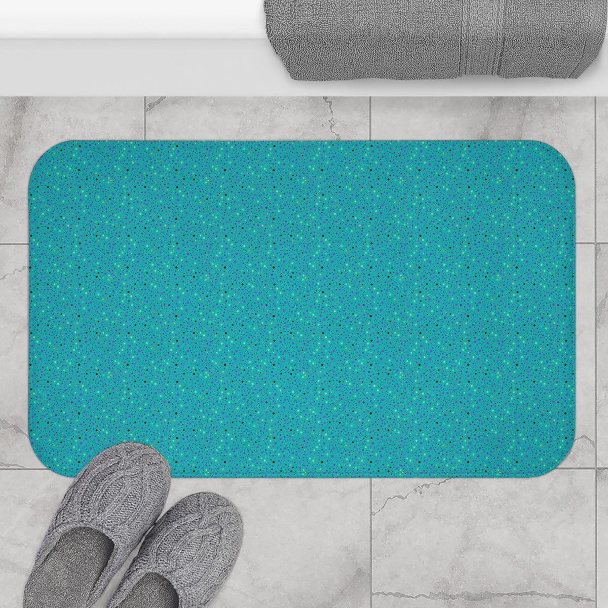 Confetti Spatter Bath Mat – Peacock Jewel