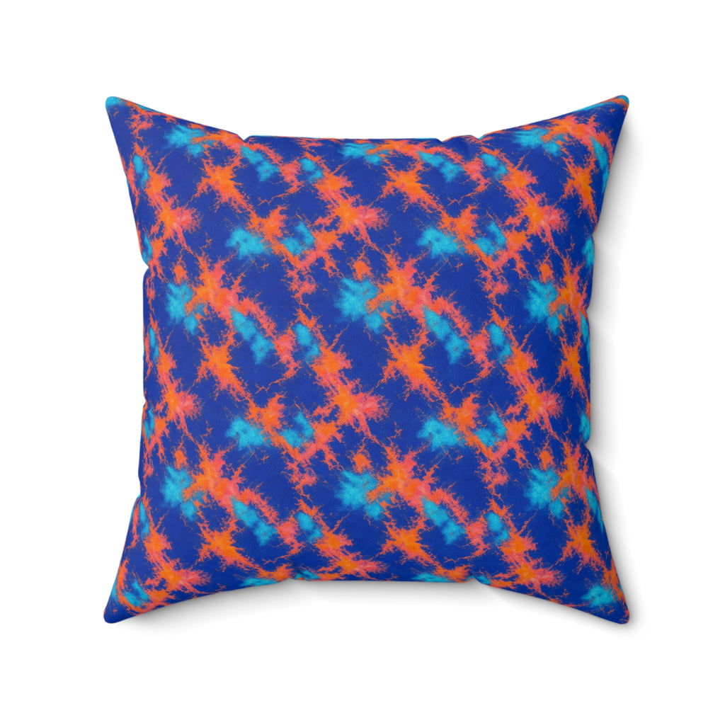 Crumple Neon Marble Faux Suede Cushion – Ice Dye Pattern
