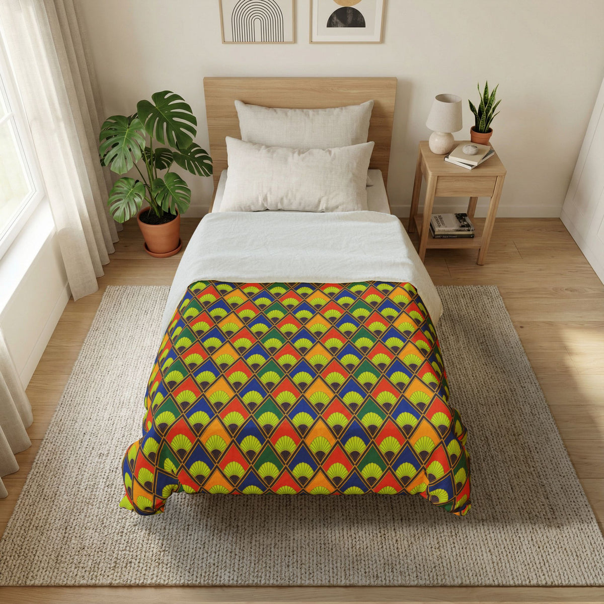 Fanfare Harlequin Cotton Duvet Cover – Art Deco Geometric Pattern