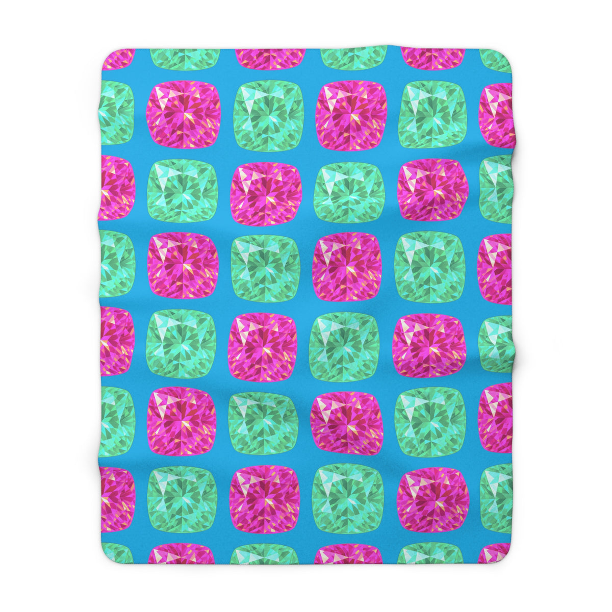 Giant Cut Gem Grid Sherpa Fleece Blanket – Ice Jewel
