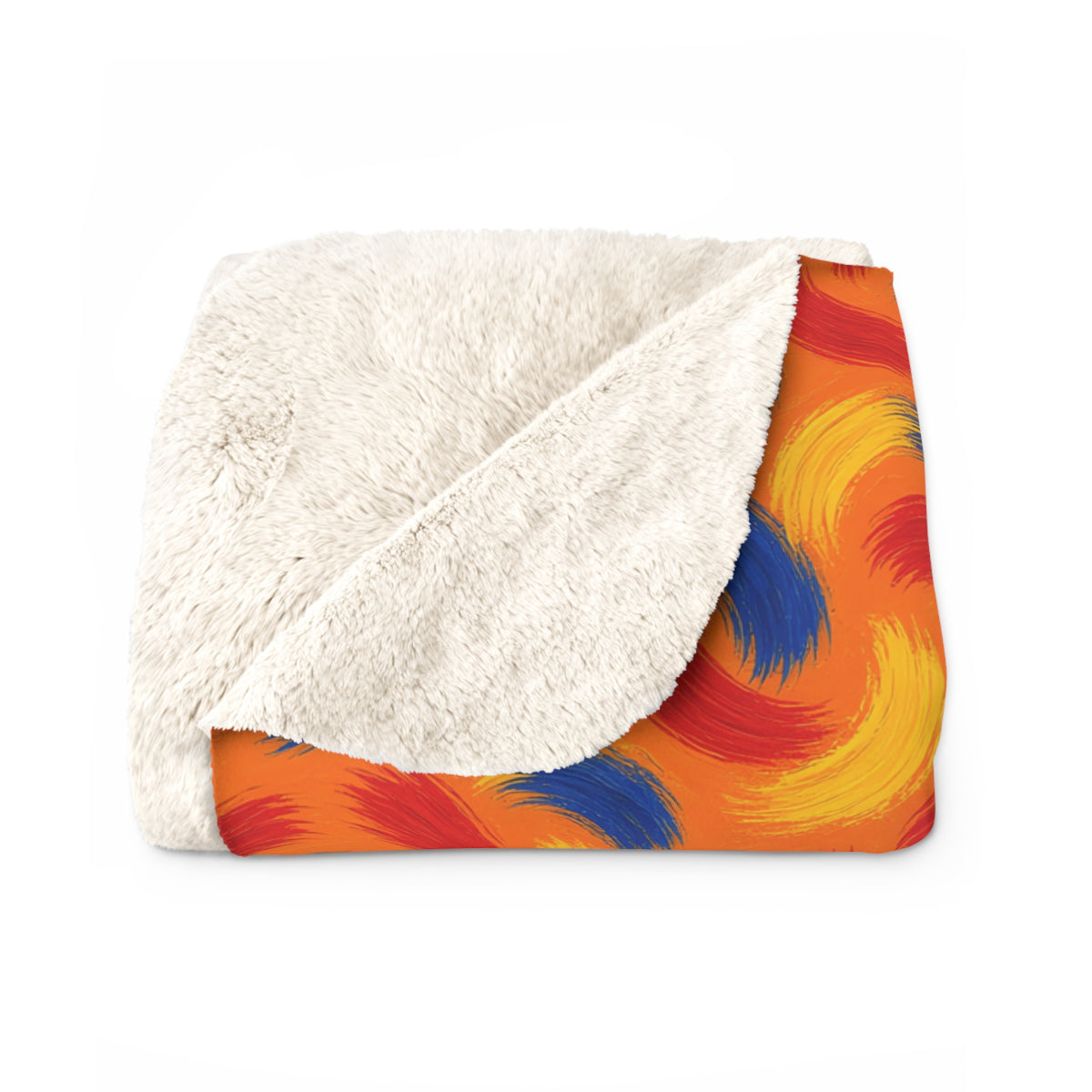 Sweeping Arcs Sherpa Fleece Blanket – Expressionist Brushstroke Abstract Pattern