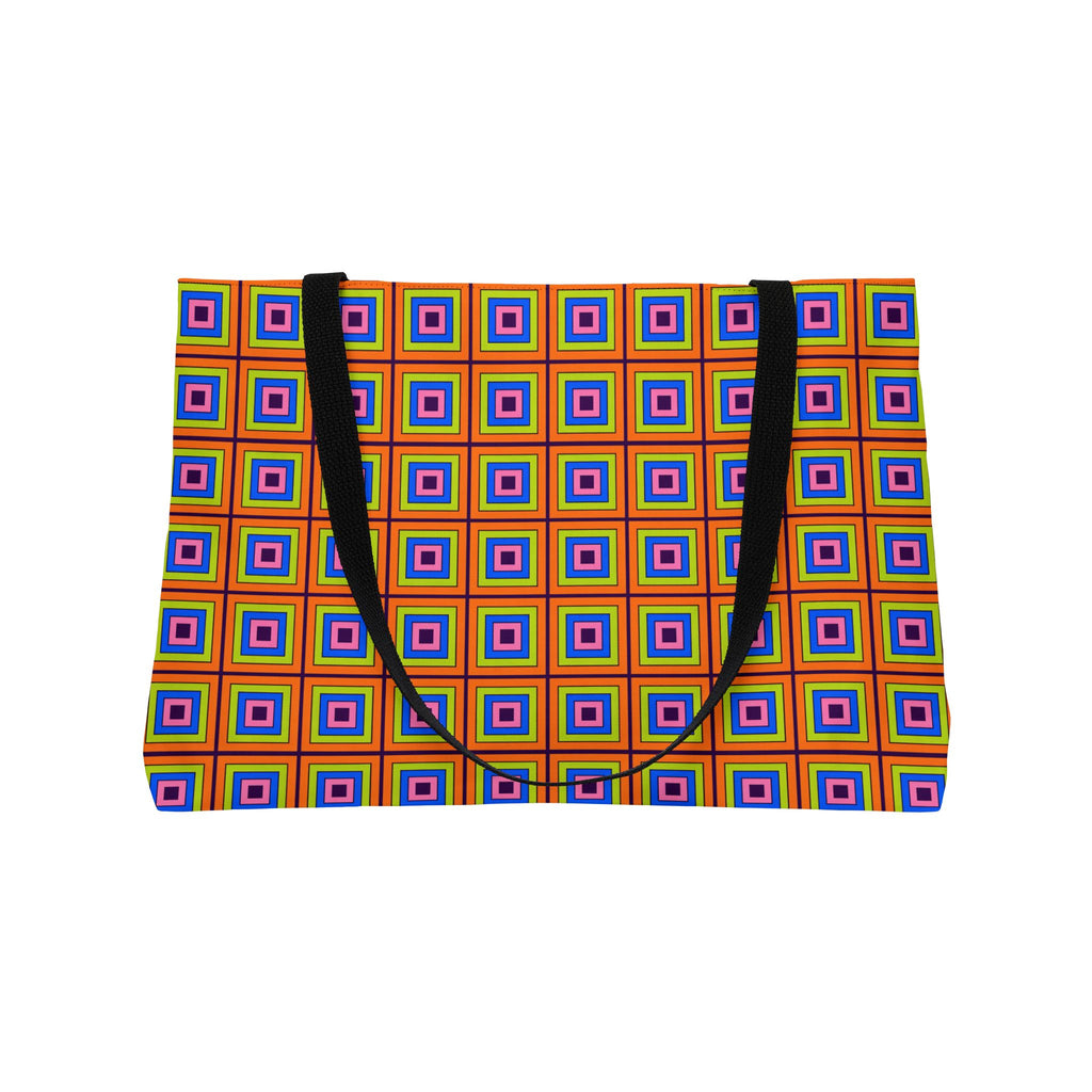 Concentric Square Pop Weekender Tote Bag – Op-Art Pattern