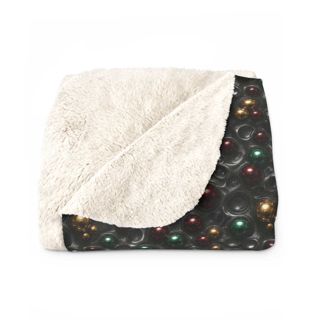 Jewel Bubble Clusters Sherpa Fleece Blanket – Liquid Chrome Pattern