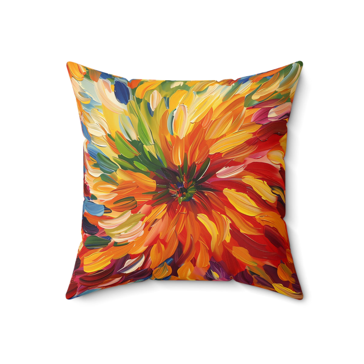 Radiant Feather Burst Faux Suede Cushion – Radial Abstract Art