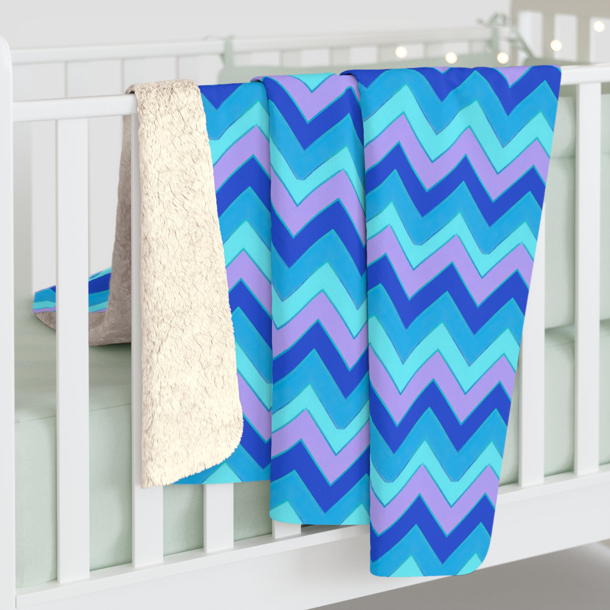 Jewel Chevron Bands Sherpa Fleece Blanket – Ice Jewel