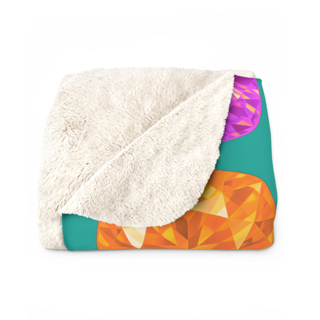 Giant Cut Gem Grid Sherpa Fleece Blanket – Peacock Jewel