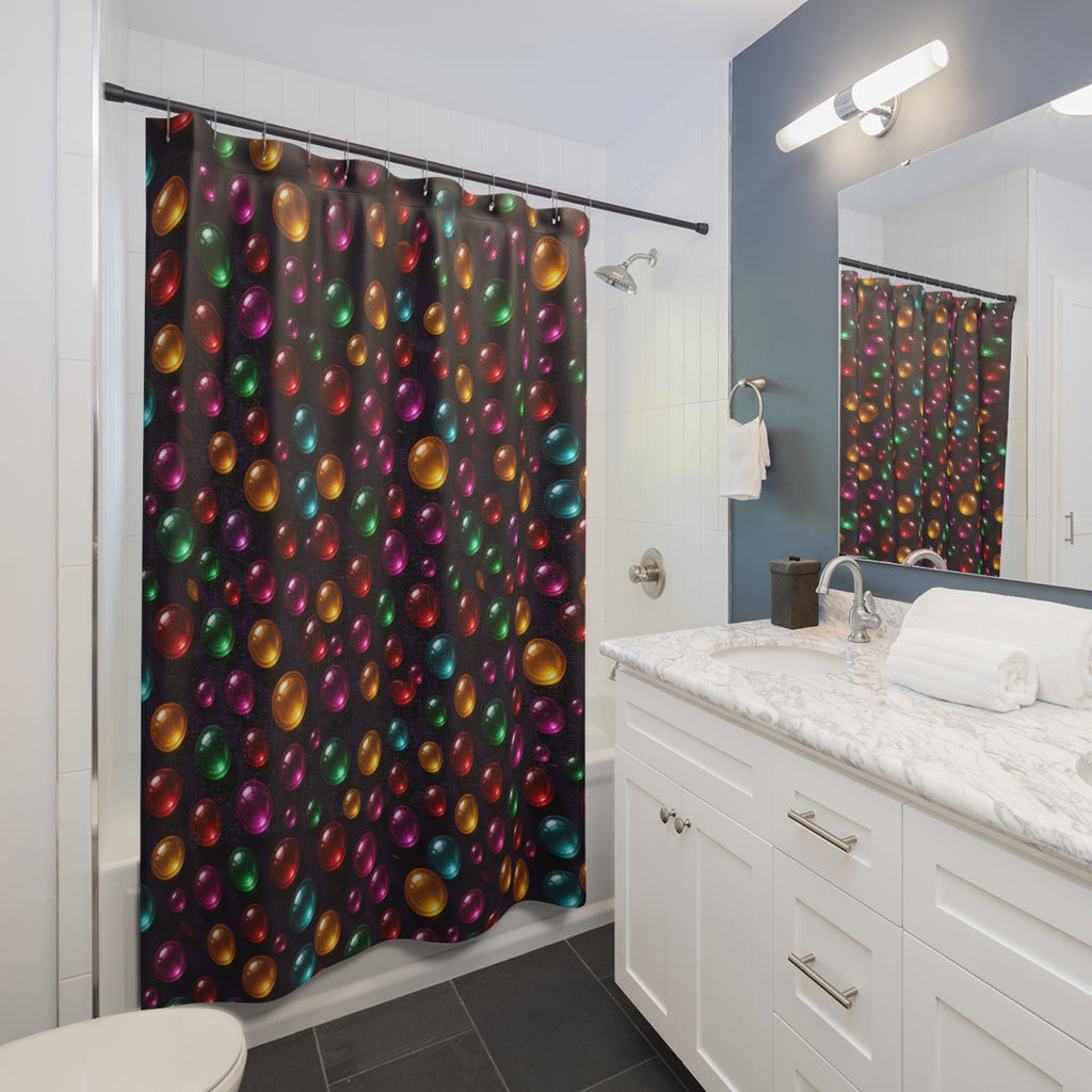 Candy Glass Orbs Shower Curtain – Glossy 3D Abstract Pattern
